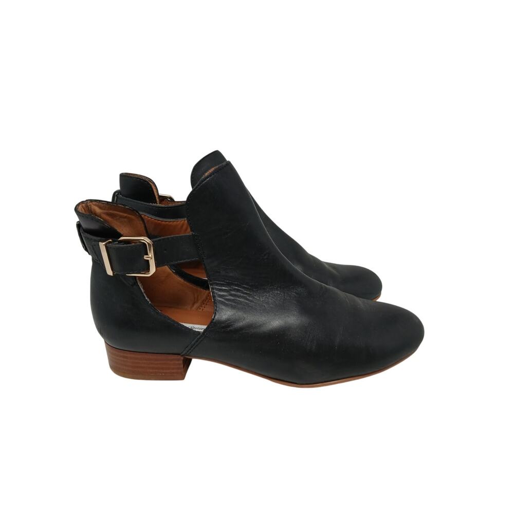& Other Stories Womens Black Leather Ankle Boots Size 7 Buckle Cutout Style